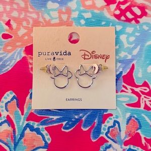 Puravida Disney collaboration silver Minnie Mouse earrings